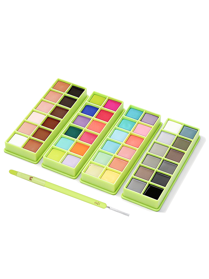 Color Cevales - Cosmetic Paint Palette & Spatula -borstel
