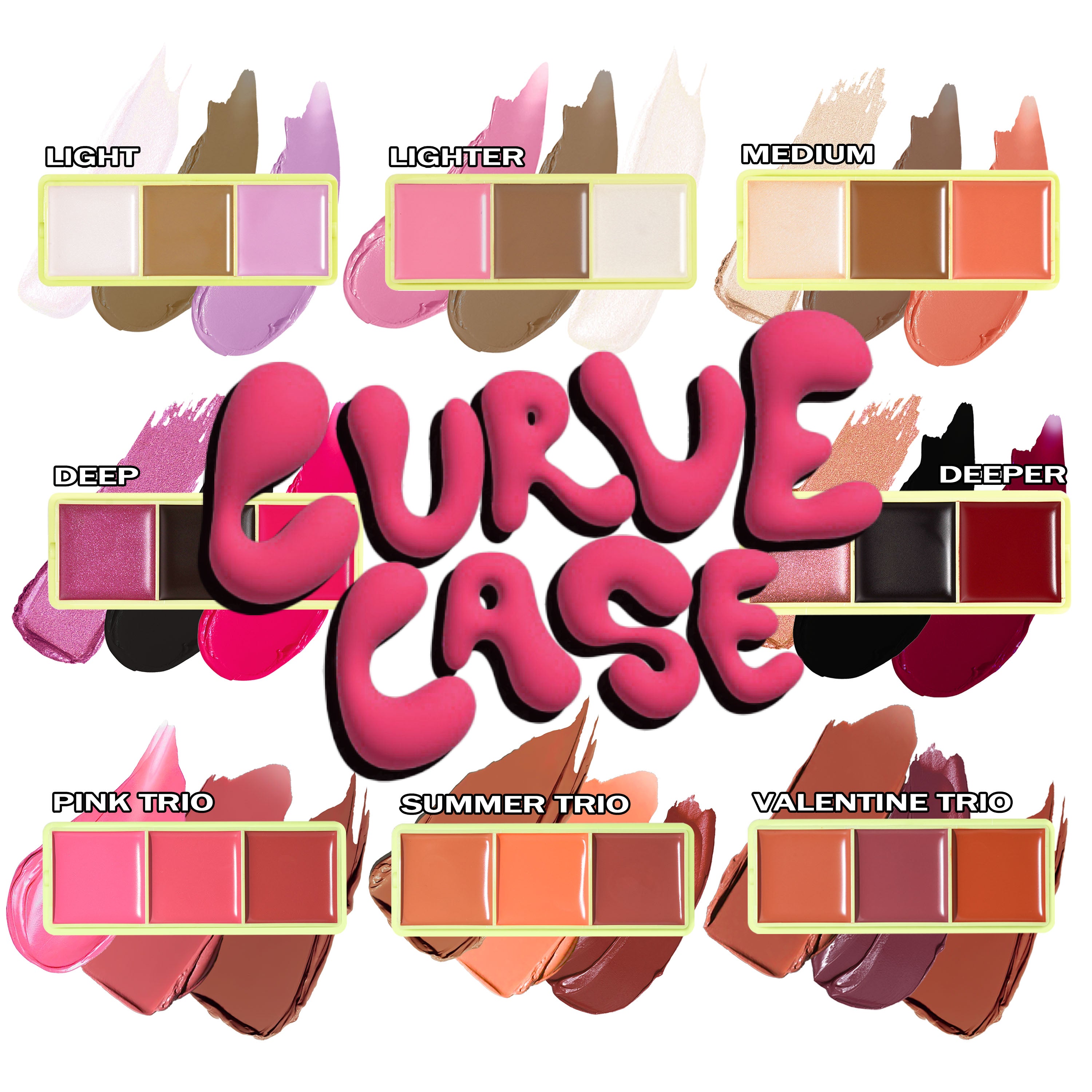 Mini Curve Case Cream Blusher, Bronzer & Highlighter Paletter Palette