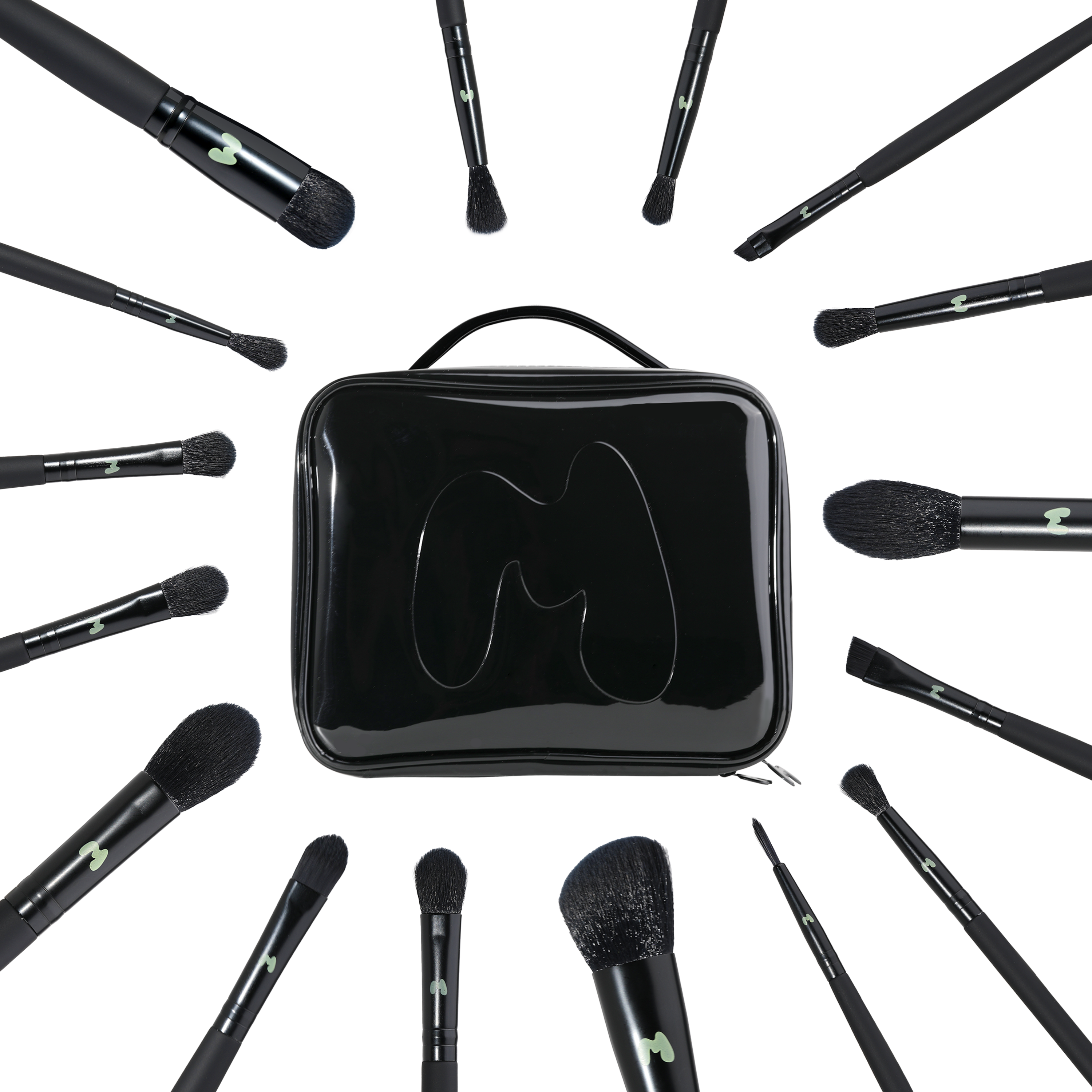 16 Piece Black Brush Set & Black Jelly Bag